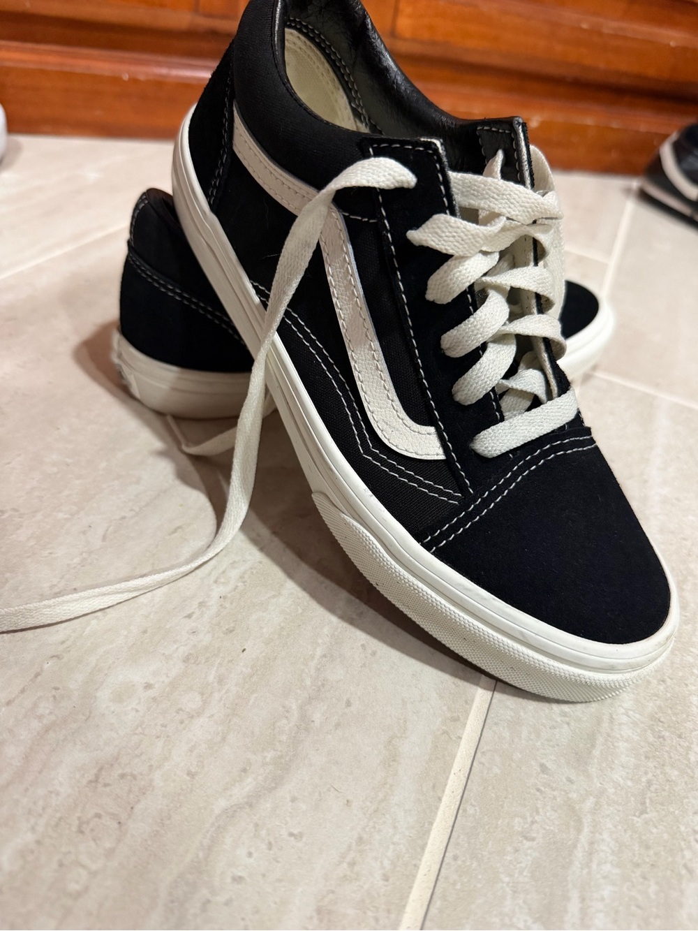 Vans Kids Black Canvas Sneakers with White Side Stripe